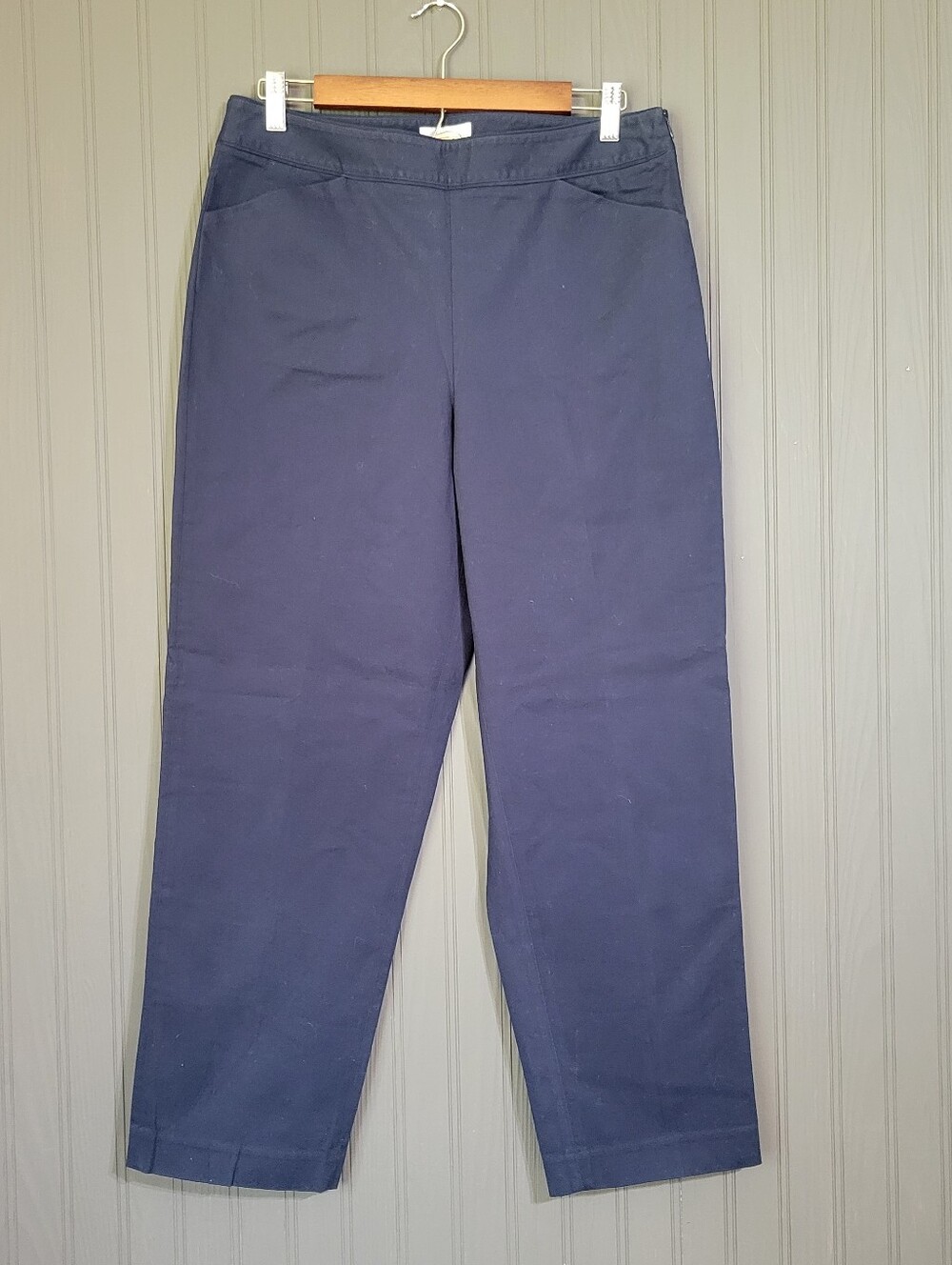 Talbots Dress Pants Straight Leg Flat Front Chino Stretch Cotton Blue Women's 10